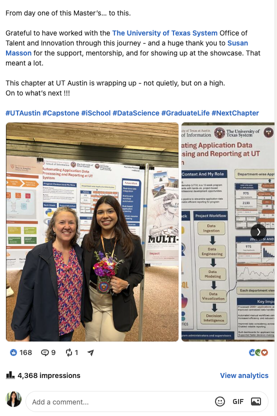 UT Austin capstone showcase post