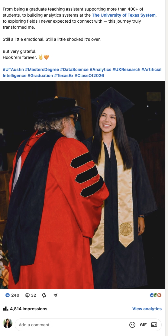 UT Austin graduation reflection post